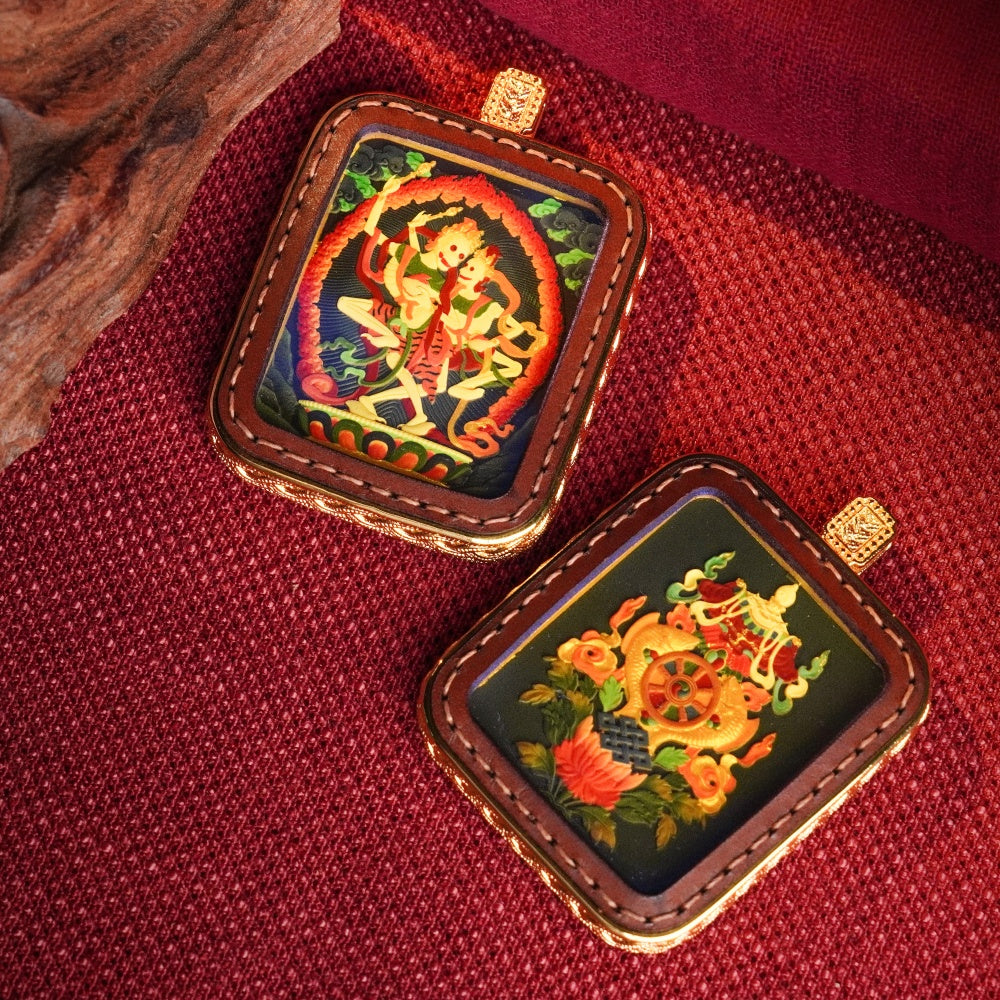 Citipati: The Eternal Dance of Liberation | Reversible Hand-Painted Micro-Art in Artisan Leather