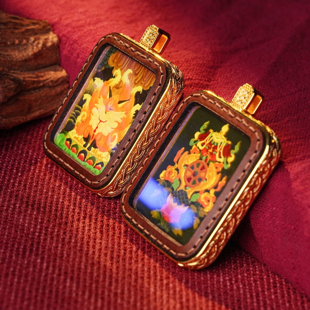 Feng Jiu & The Eight Auspicious Symbols | Reversible Hand-Painted Micro-Art in Artisan Leather