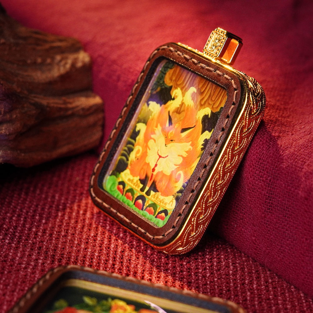 Feng Jiu & The Eight Auspicious Symbols | Reversible Hand-Painted Micro-Art in Artisan Leather