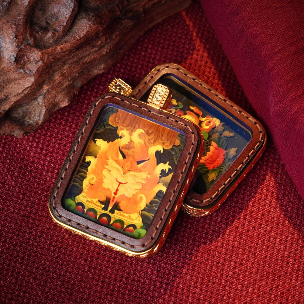Feng Jiu & The Eight Auspicious Symbols | Reversible Hand-Painted Micro-Art in Artisan Leather
