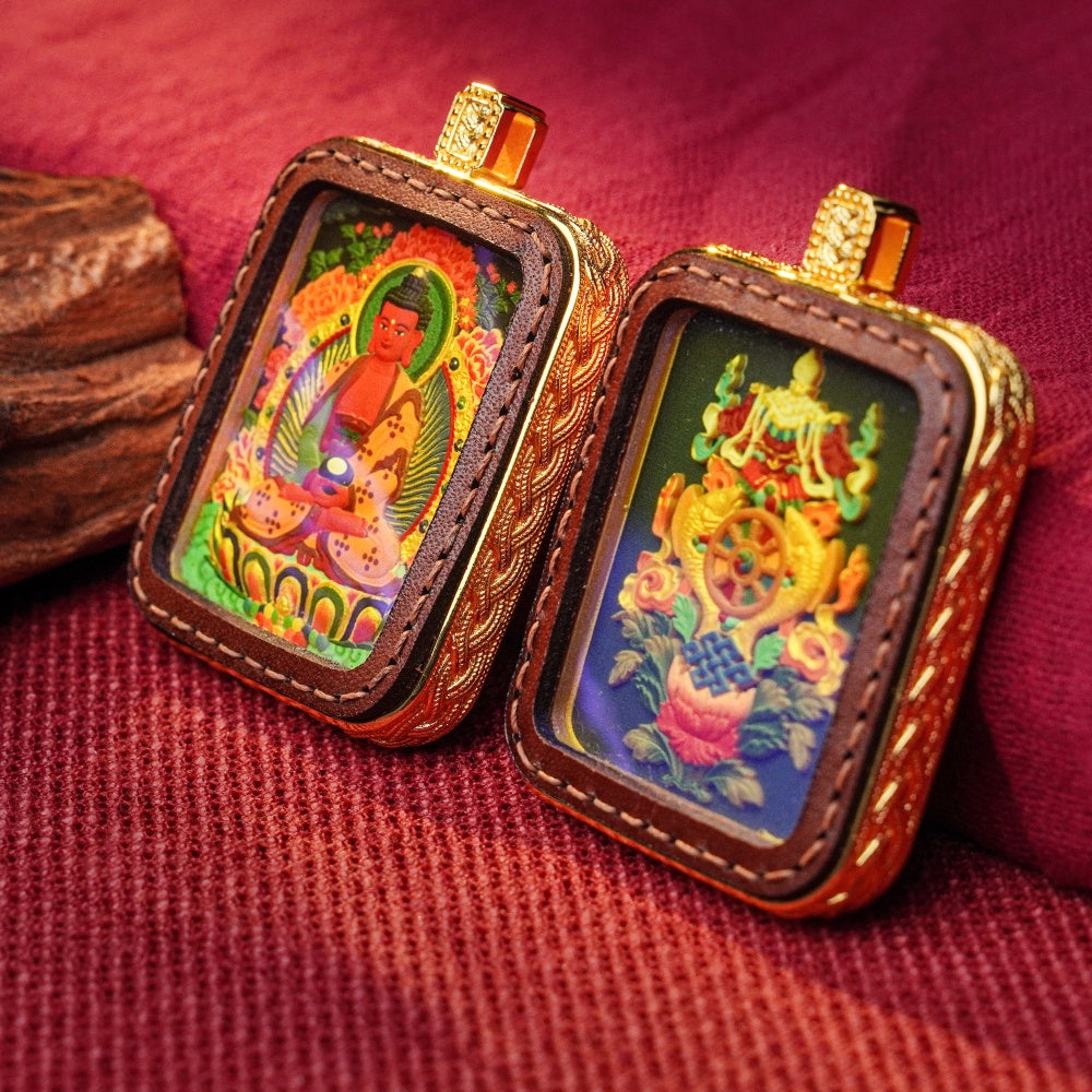 Amitabha Buddha: The Guardian of Infinite Light | Reversible Hand-Painted Micro-Art in Artisan Leather