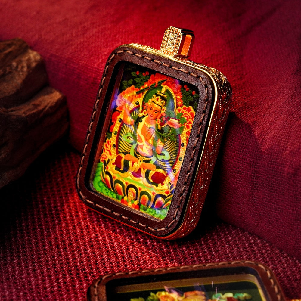 Manjushri: The Bodhisattva of Transcendent Wisdom | Reversible Hand-Painted Micro-Art in Artisan Leather