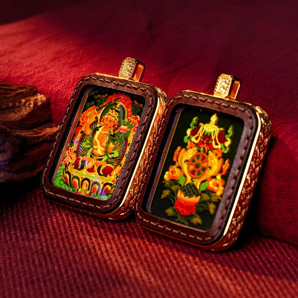 Manjushri: The Bodhisattva of Transcendent Wisdom | Reversible Hand-Painted Micro-Art in Artisan Leather