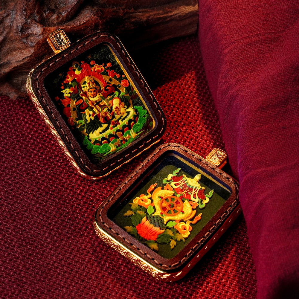 Vaishravana: The Sovereign of Heavenly Wealth | Reversible Hand-Painted Micro-Art in Artisan Leather