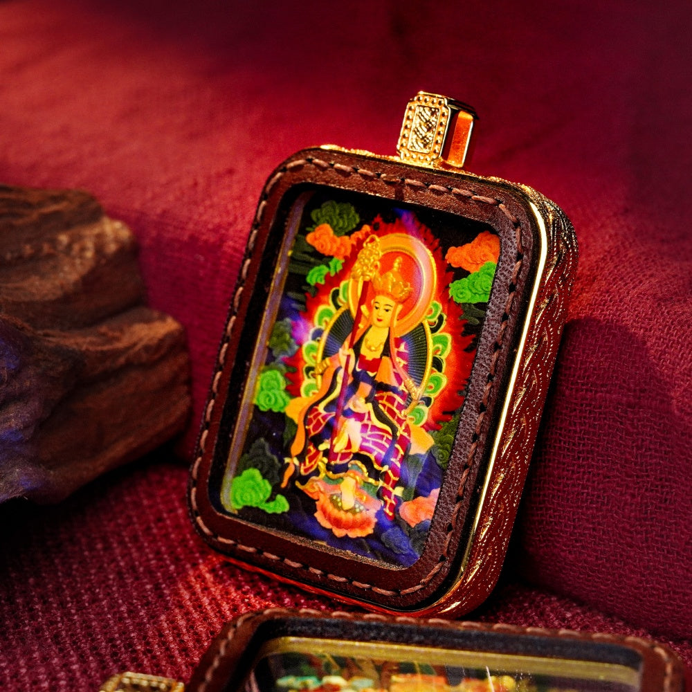 Ksitigarbha: The Guardian of the Earth & Great Vows | Reversible Hand-Painted Micro-Art in Artisan Leather