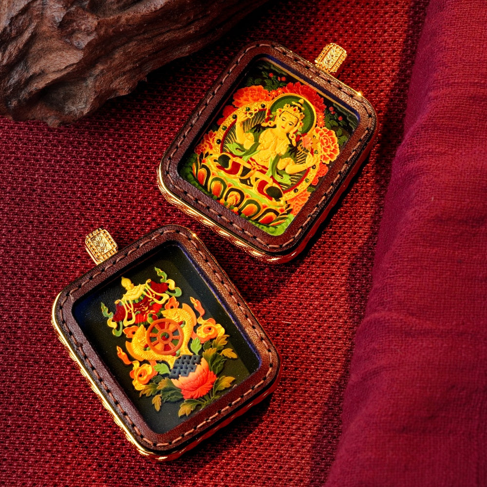 Avalokiteshvara: The Heart of Infinite Compassion | Reversible Hand-Painted Micro-Art in Artisan Leather