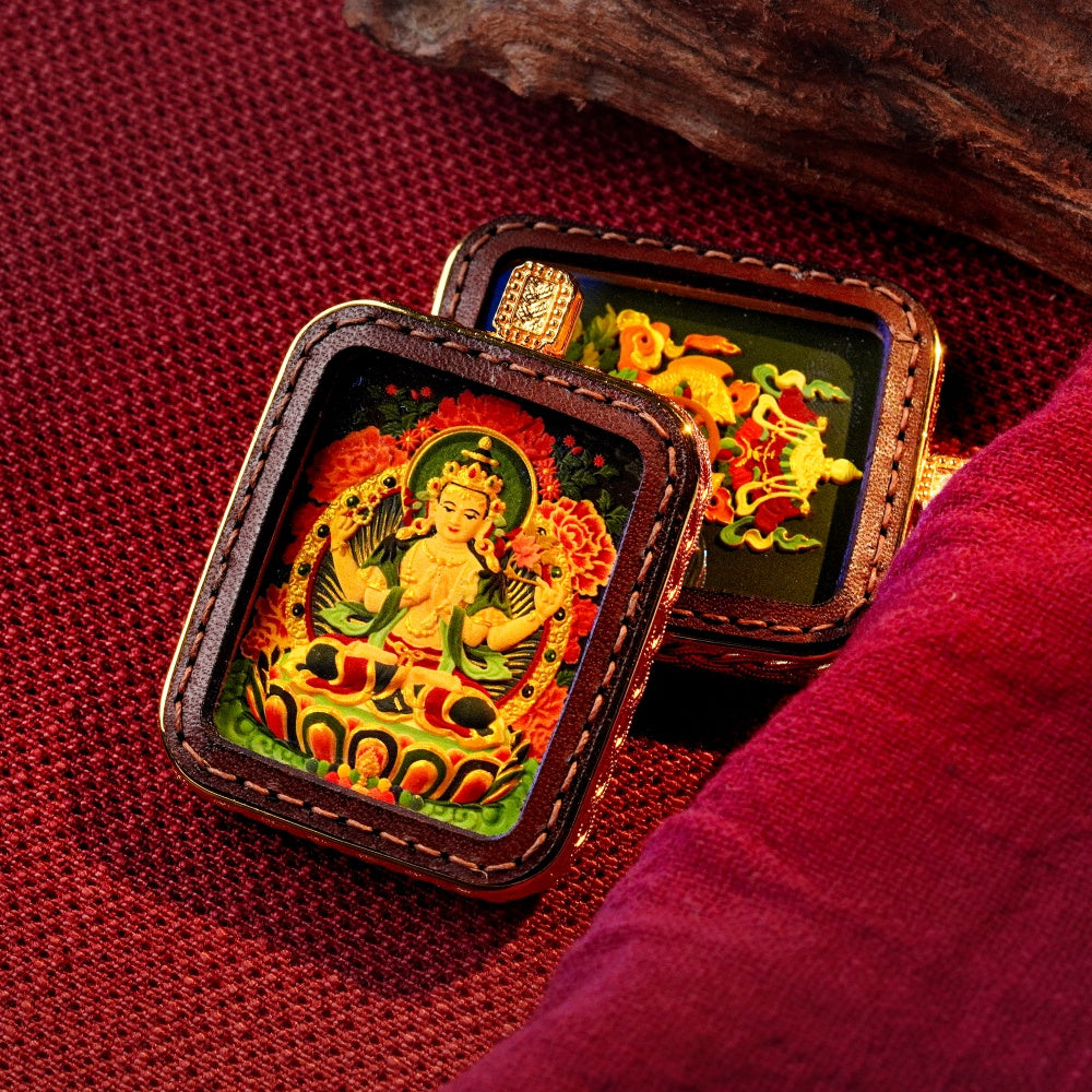 Avalokiteshvara: The Heart of Infinite Compassion | Reversible Hand-Painted Micro-Art in Artisan Leather