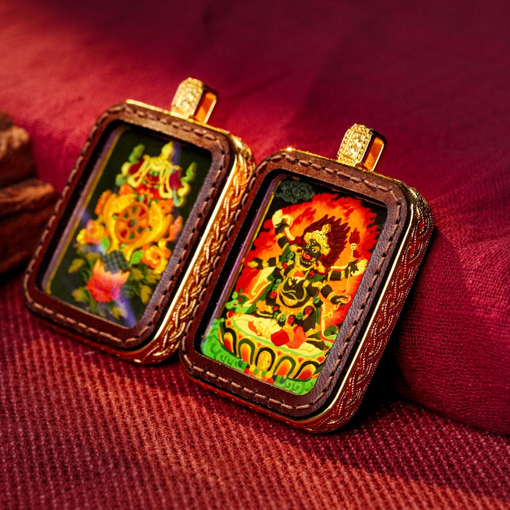 Six-Arm Mahakala: The Supreme Guardian of Wisdom | Reversible Hand-Painted Micro-Art in Artisan Leather