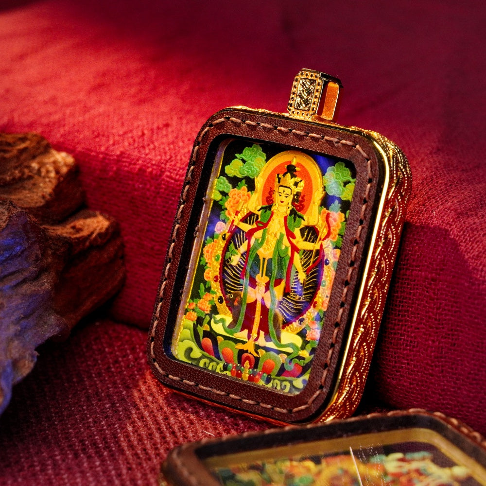 Thousand-Armed Avalokiteshvara: The Infinite Reach of Compassion | Reversible Hand-Painted Micro-Art in Artisan Leather