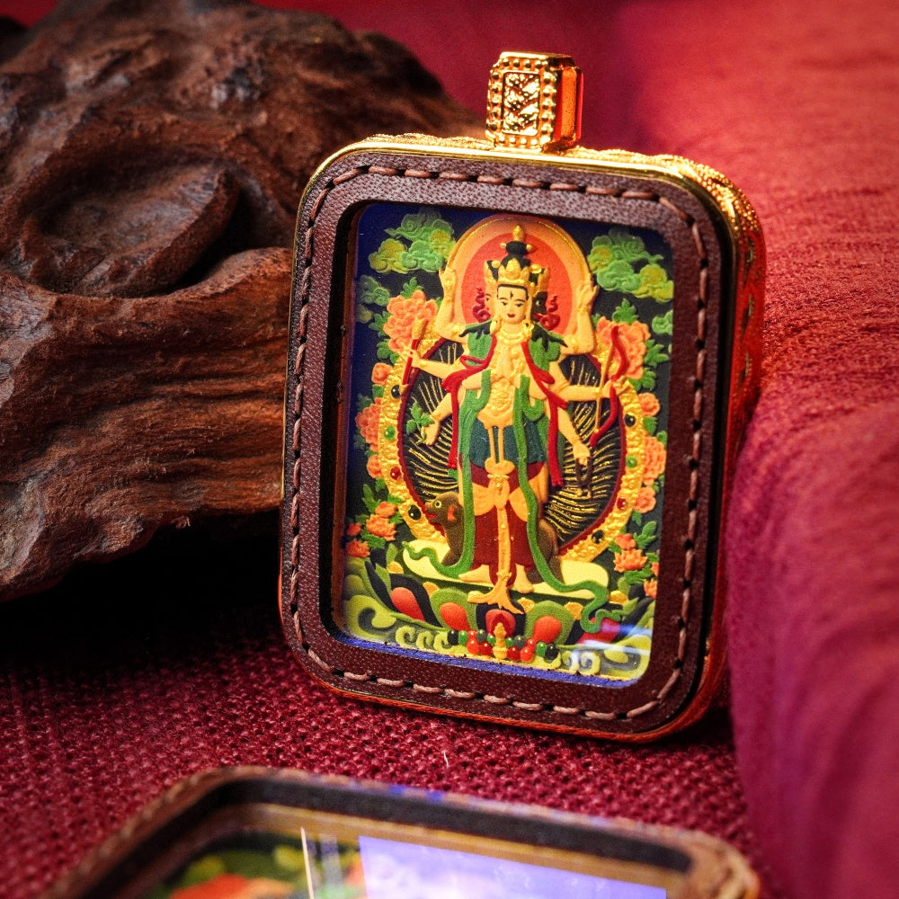 Thousand-Armed Avalokiteshvara: The Infinite Reach of Compassion | Reversible Hand-Painted Micro-Art in Artisan Leather