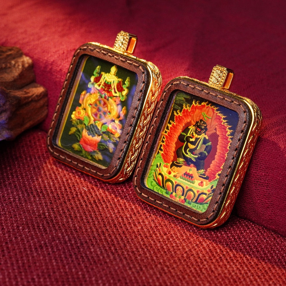 Black Jambhala: God of Infinite Abundance | Hand-Gilded Micro-Art in Artisan Cowhide Leather