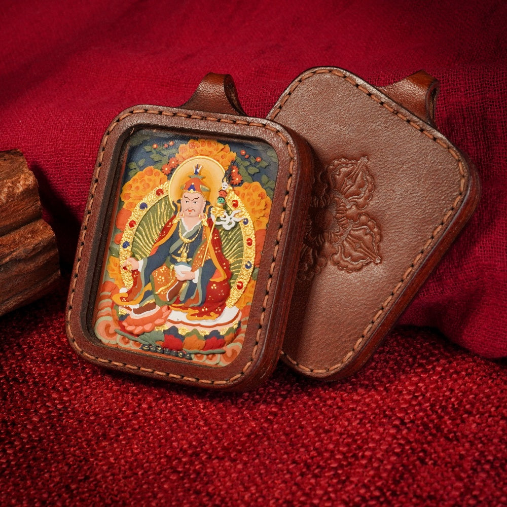 The Guru of Power | Spiritual Sovereignty & Absolute Protection Leather-Wrapped Shield (Padmasambhava)