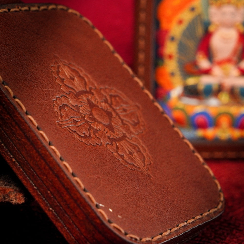The Golden Sun-Throne | Ultimate Clarity & Sovereign Leadership Genuine Leather-Wrapped Shield (Vairocana)