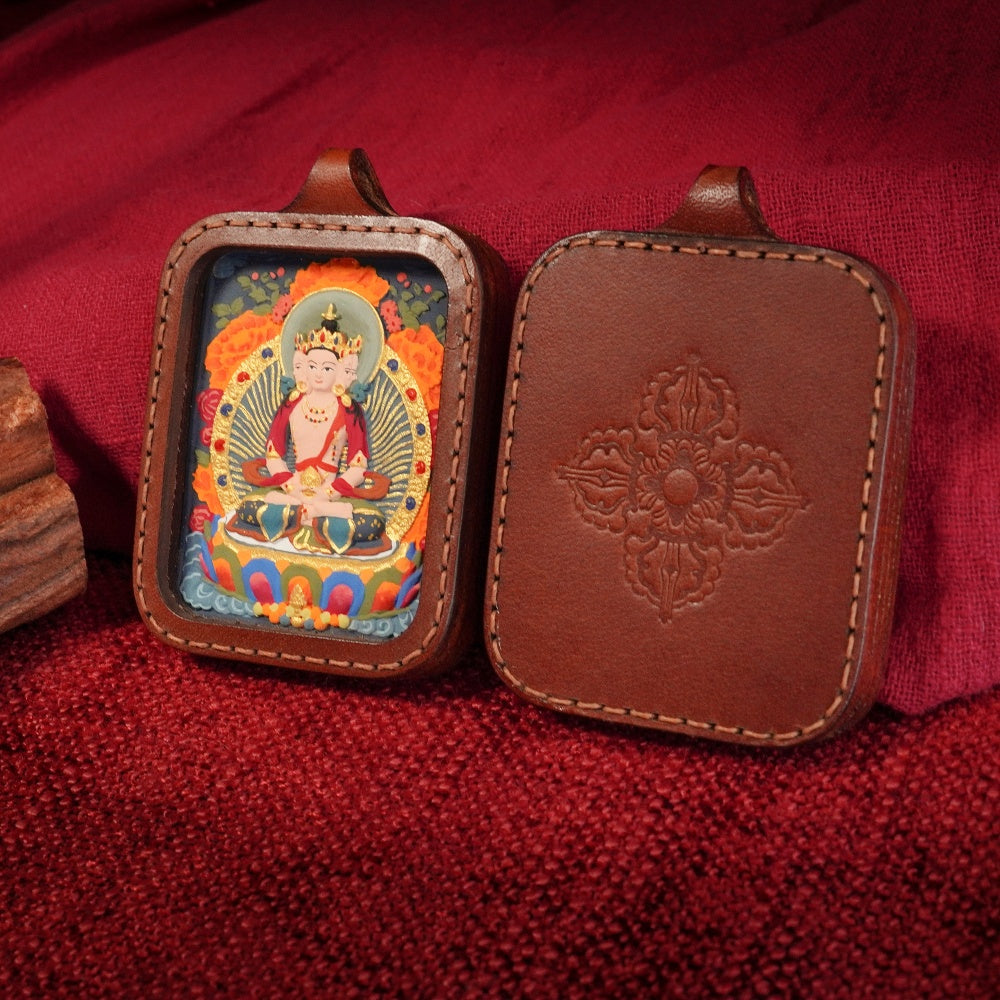 The Golden Sun-Throne | Ultimate Clarity & Sovereign Leadership Genuine Leather-Wrapped Shield (Vairocana)