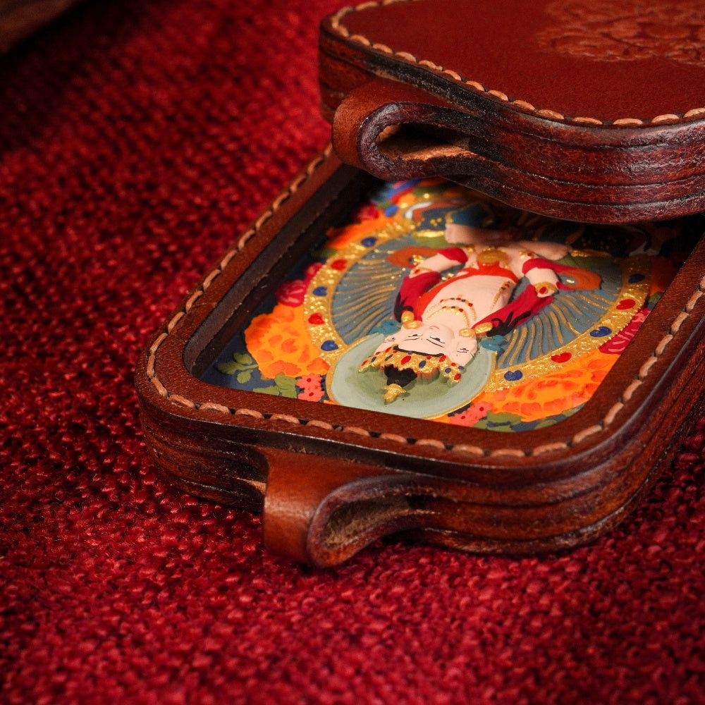 The Golden Sun-Throne | Ultimate Clarity & Sovereign Leadership Genuine Leather-Wrapped Shield (Vairocana)