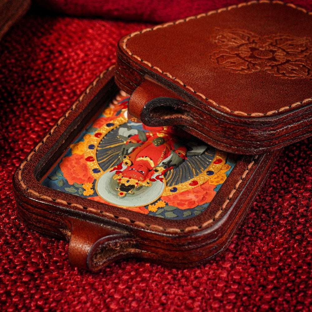 The Eternal Life Source | Longevity & Vitality Restoration Leather-Wrapped Shield (Amitayus)