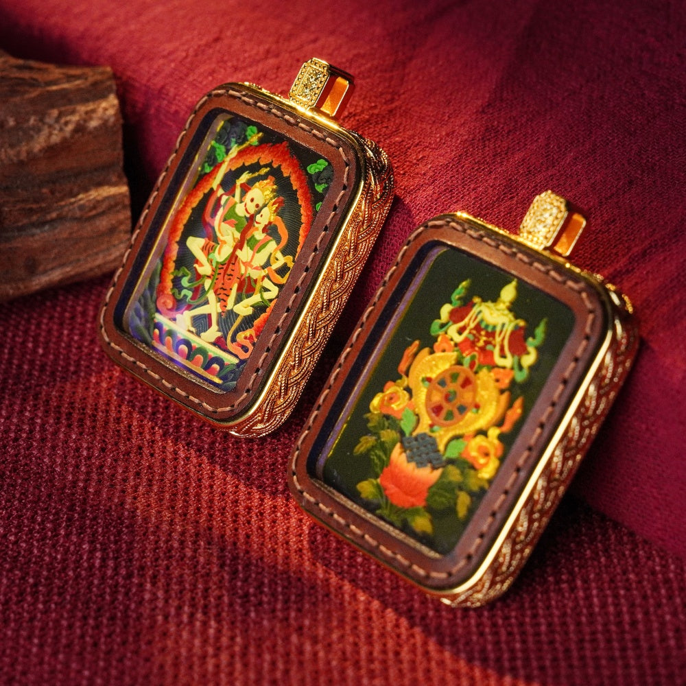 Citipati: The Eternal Dance of Liberation | Reversible Hand-Painted Micro-Art in Artisan Leather