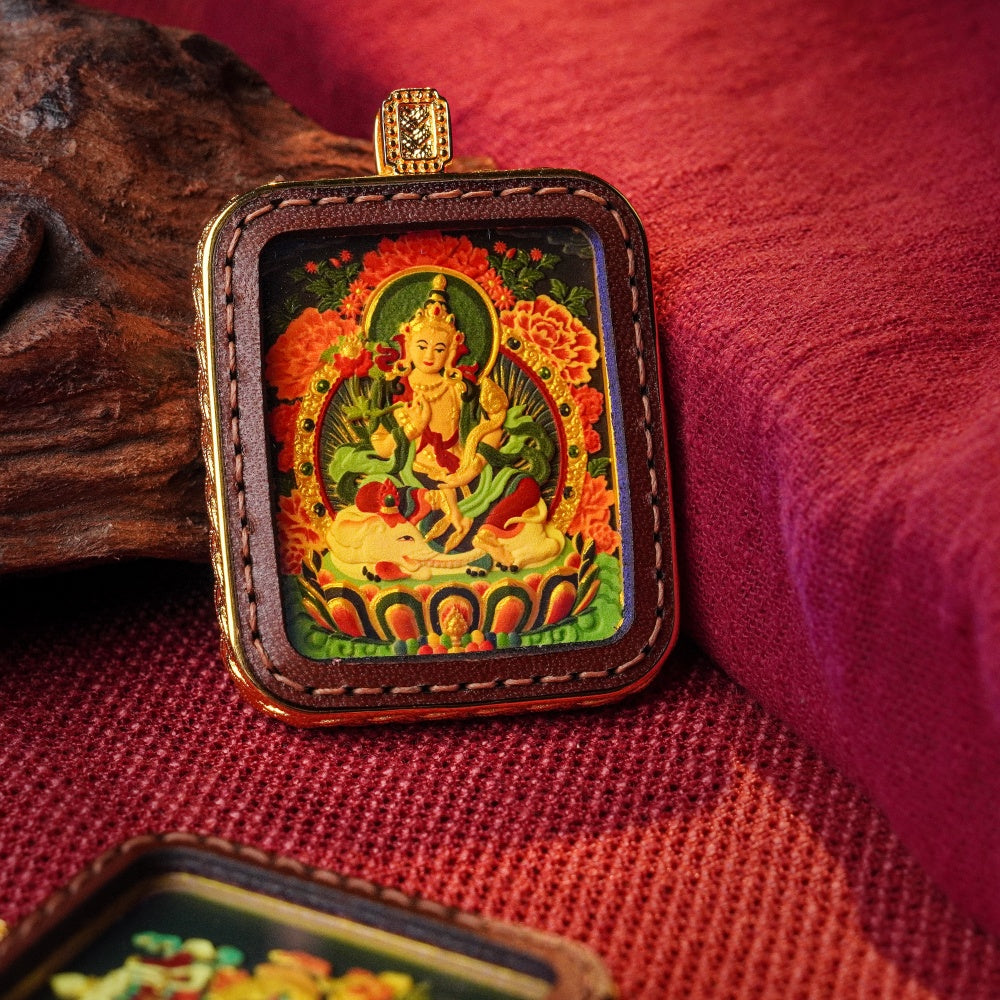 Samantabhadra: The Bodhisattva of Universal Virtue & Action | Reversible Hand-Painted Micro-Art in Artisan Leather