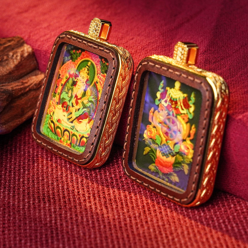 Samantabhadra: The Bodhisattva of Universal Virtue & Action | Reversible Hand-Painted Micro-Art in Artisan Leather