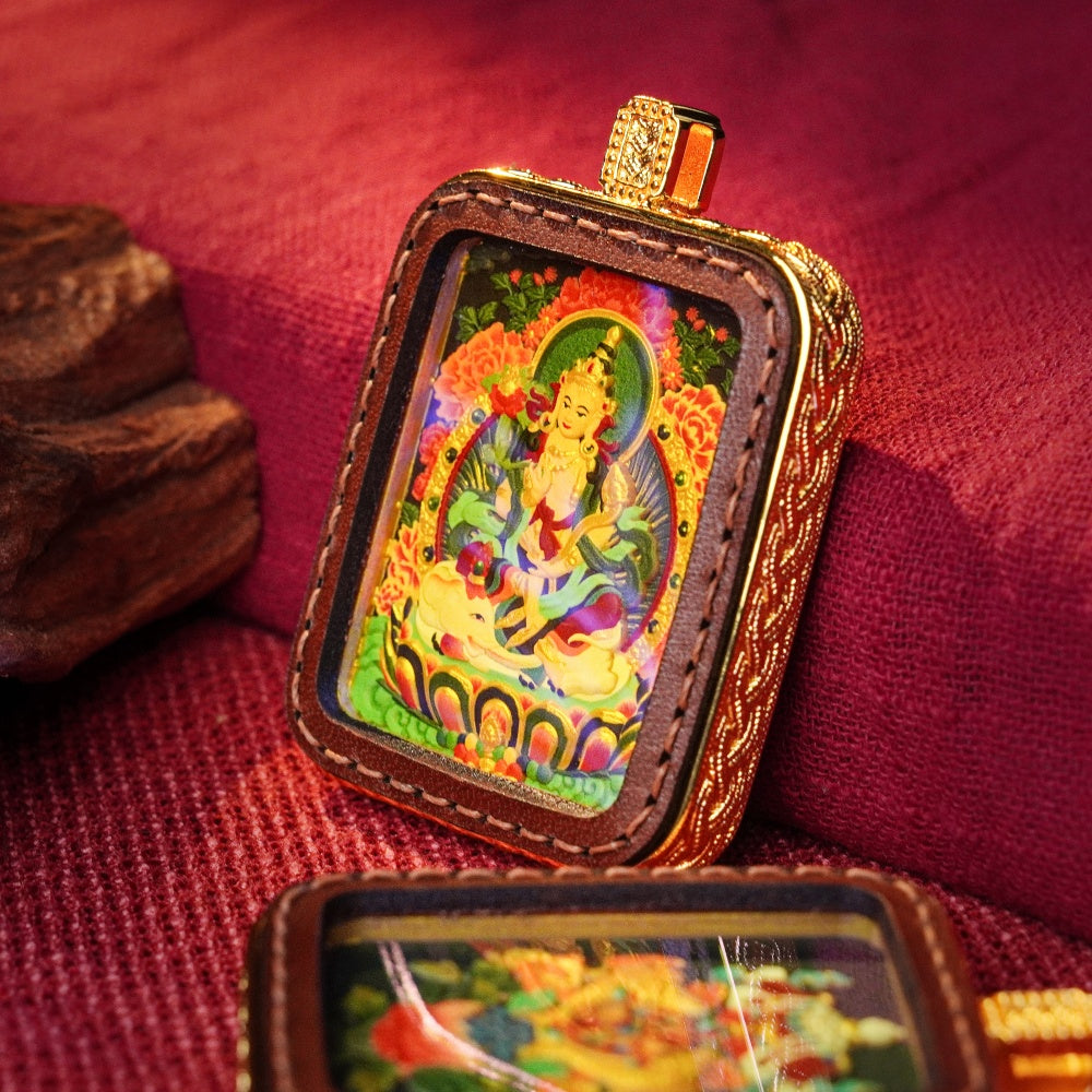 Samantabhadra: The Bodhisattva of Universal Virtue & Action | Reversible Hand-Painted Micro-Art in Artisan Leather