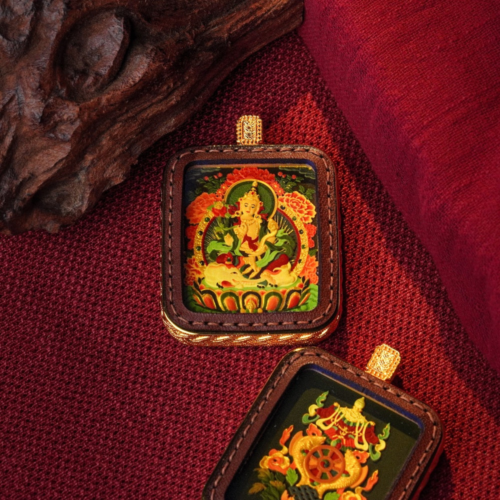 Samantabhadra: The Bodhisattva of Universal Virtue & Action | Reversible Hand-Painted Micro-Art in Artisan Leather