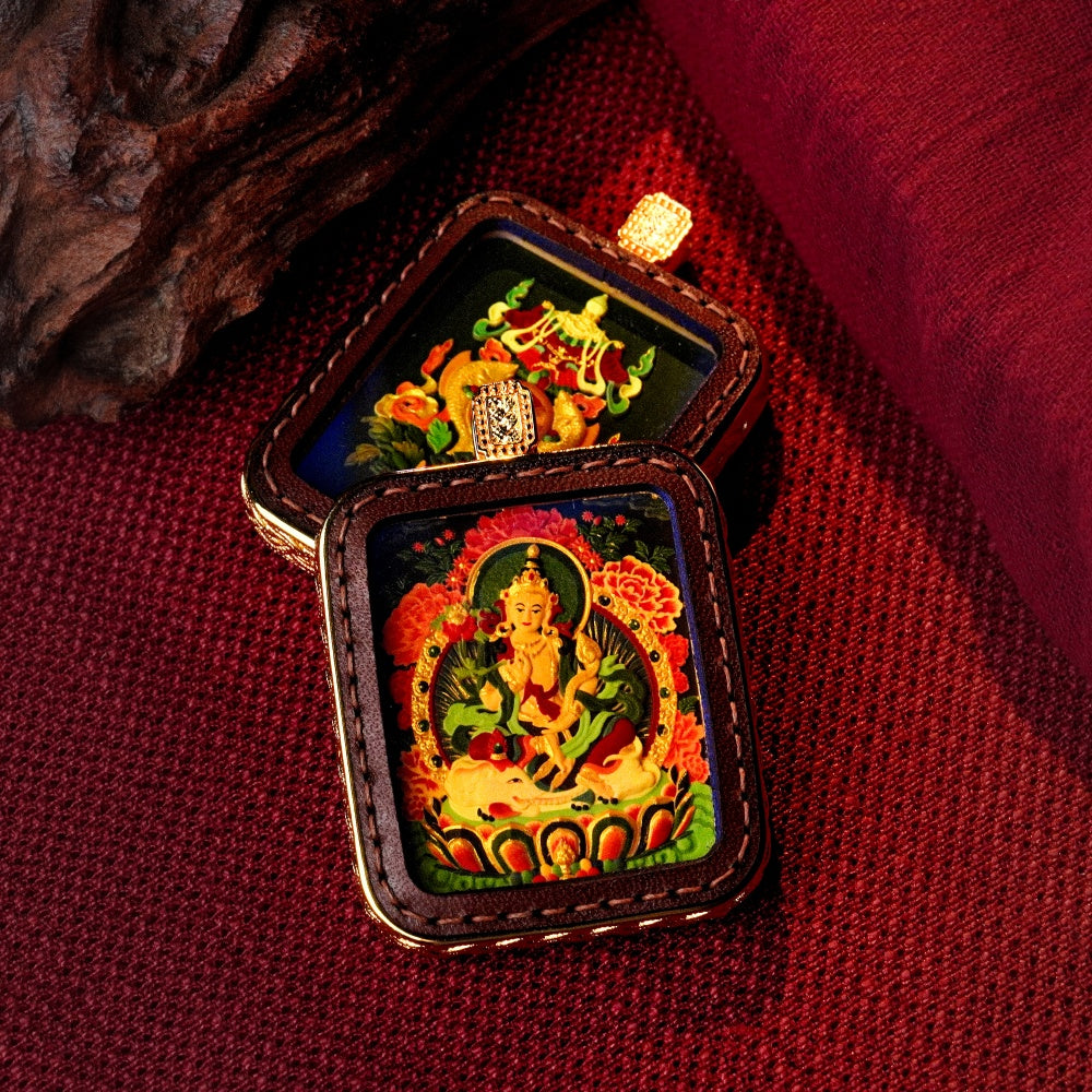 Samantabhadra: The Bodhisattva of Universal Virtue & Action | Reversible Hand-Painted Micro-Art in Artisan Leather