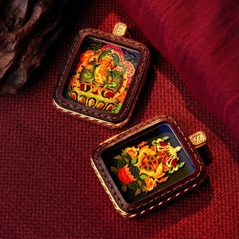 Manjushri: The Bodhisattva of Transcendent Wisdom | Reversible Hand-Painted Micro-Art in Artisan Leather