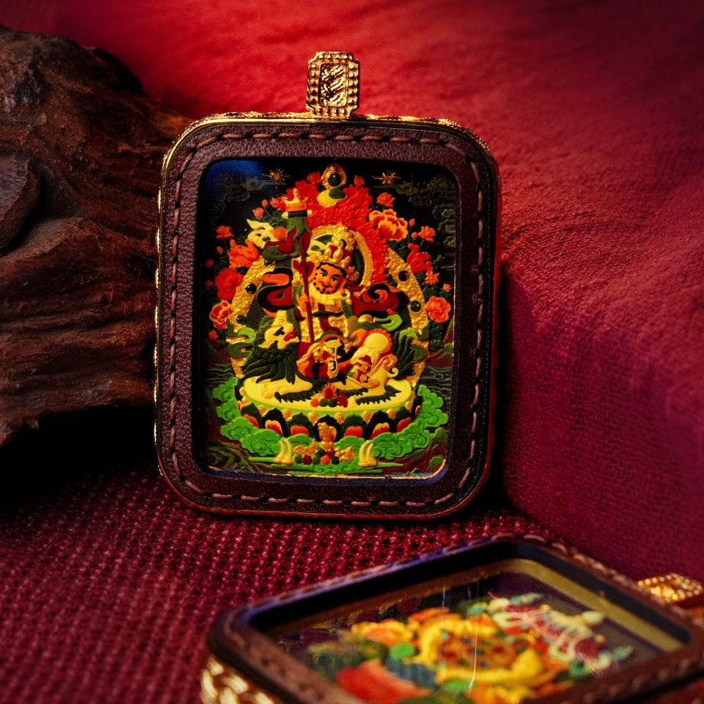 Vaishravana: The Sovereign of Heavenly Wealth | Reversible Hand-Painted Micro-Art in Artisan Leather