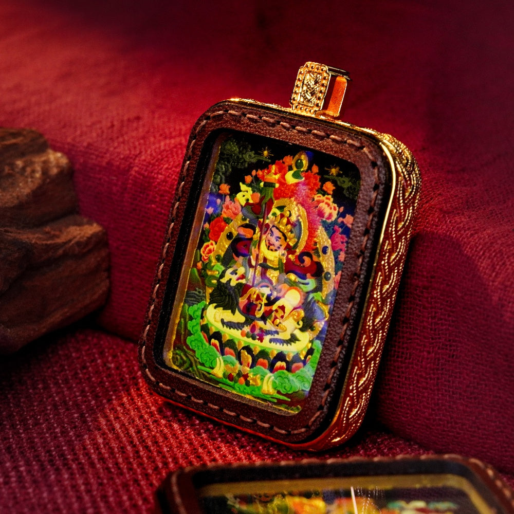 Vaishravana: The Sovereign of Heavenly Wealth | Reversible Hand-Painted Micro-Art in Artisan Leather