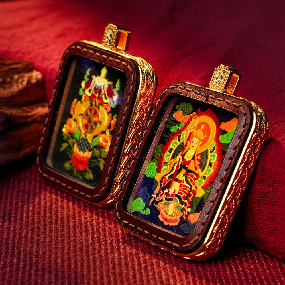 Ksitigarbha: The Guardian of the Earth & Great Vows | Reversible Hand-Painted Micro-Art in Artisan Leather