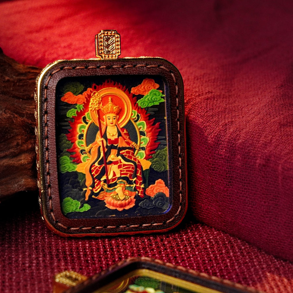 Ksitigarbha: The Guardian of the Earth & Great Vows | Reversible Hand-Painted Micro-Art in Artisan Leather