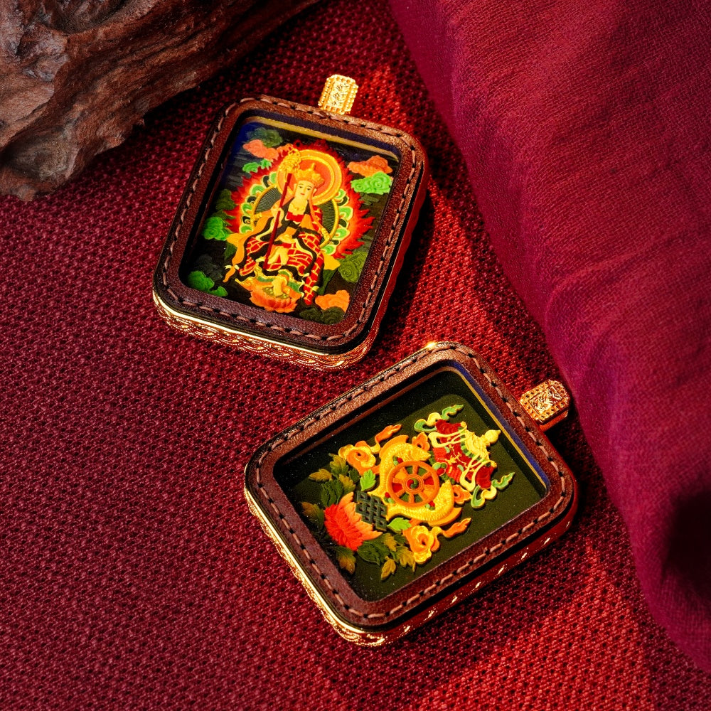 Ksitigarbha: The Guardian of the Earth & Great Vows | Reversible Hand-Painted Micro-Art in Artisan Leather