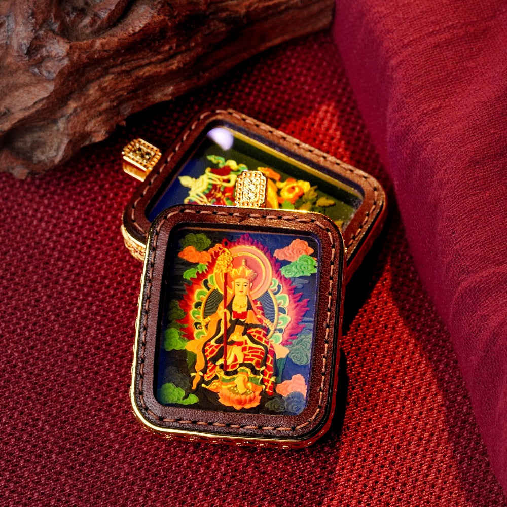 Ksitigarbha: The Guardian of the Earth & Great Vows | Reversible Hand-Painted Micro-Art in Artisan Leather