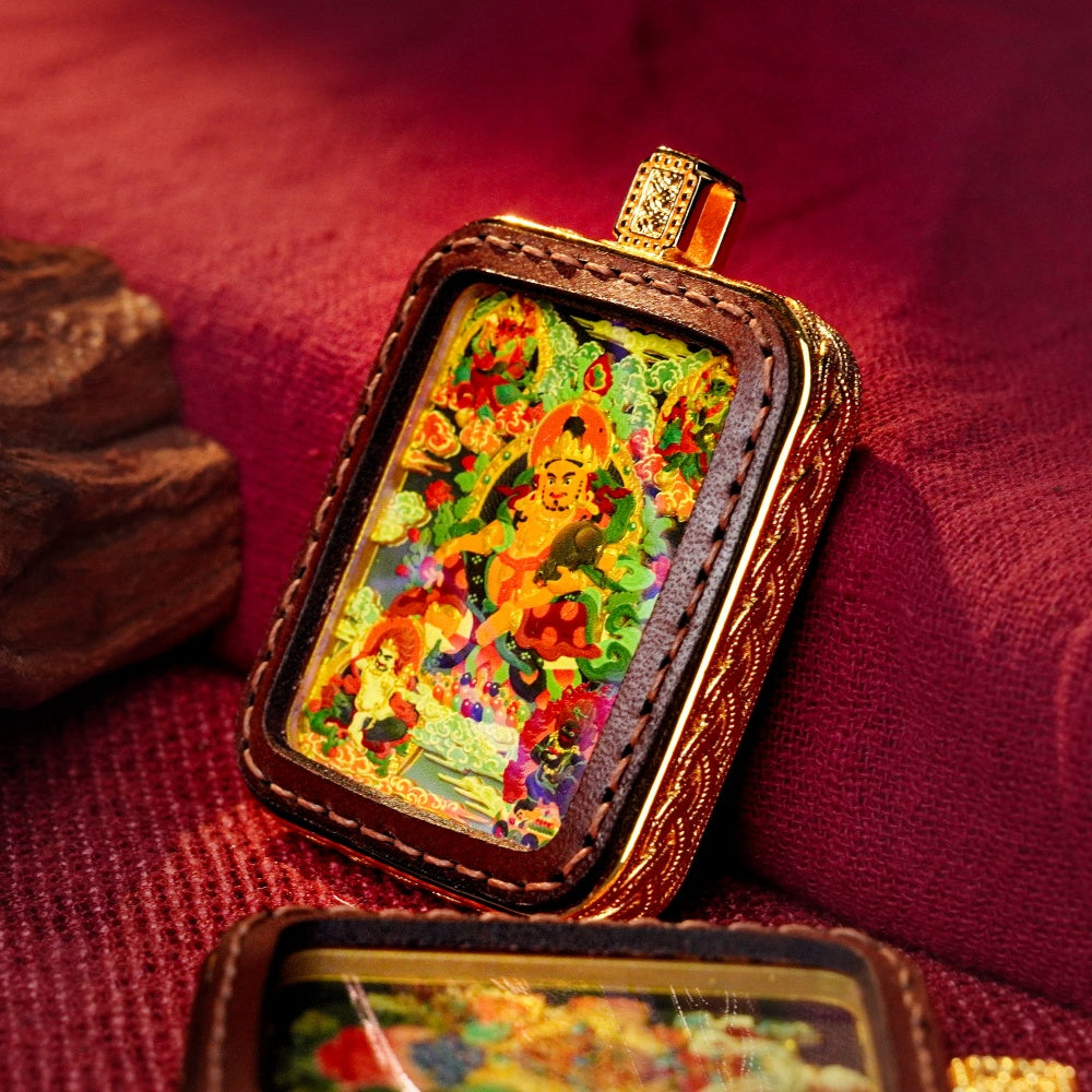 Five Wealth Gods: The Mandala of Universal Abundance | Reversible Hand-Painted Micro-Art in Artisan Leather