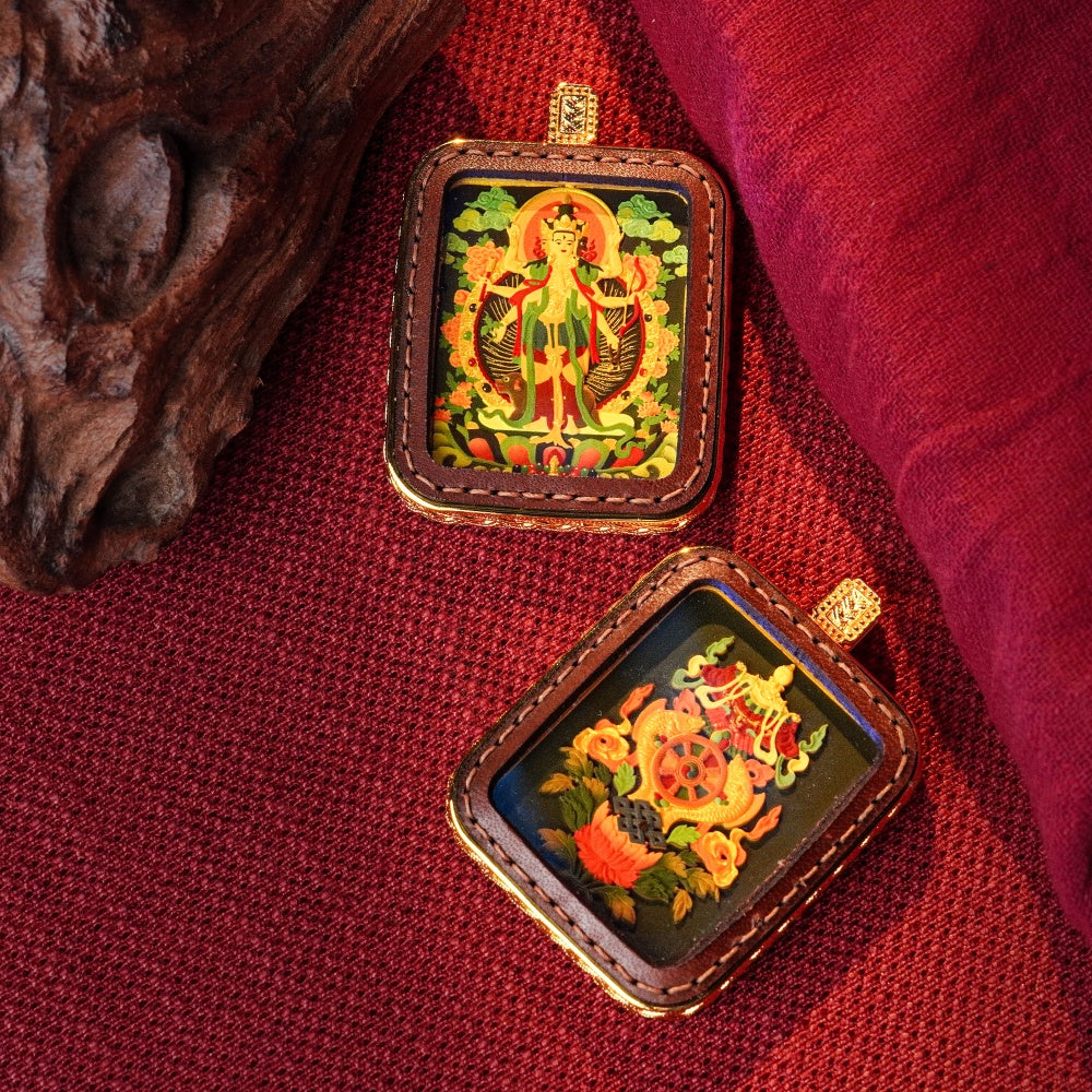 Thousand-Armed Avalokiteshvara: The Infinite Reach of Compassion | Reversible Hand-Painted Micro-Art in Artisan Leather