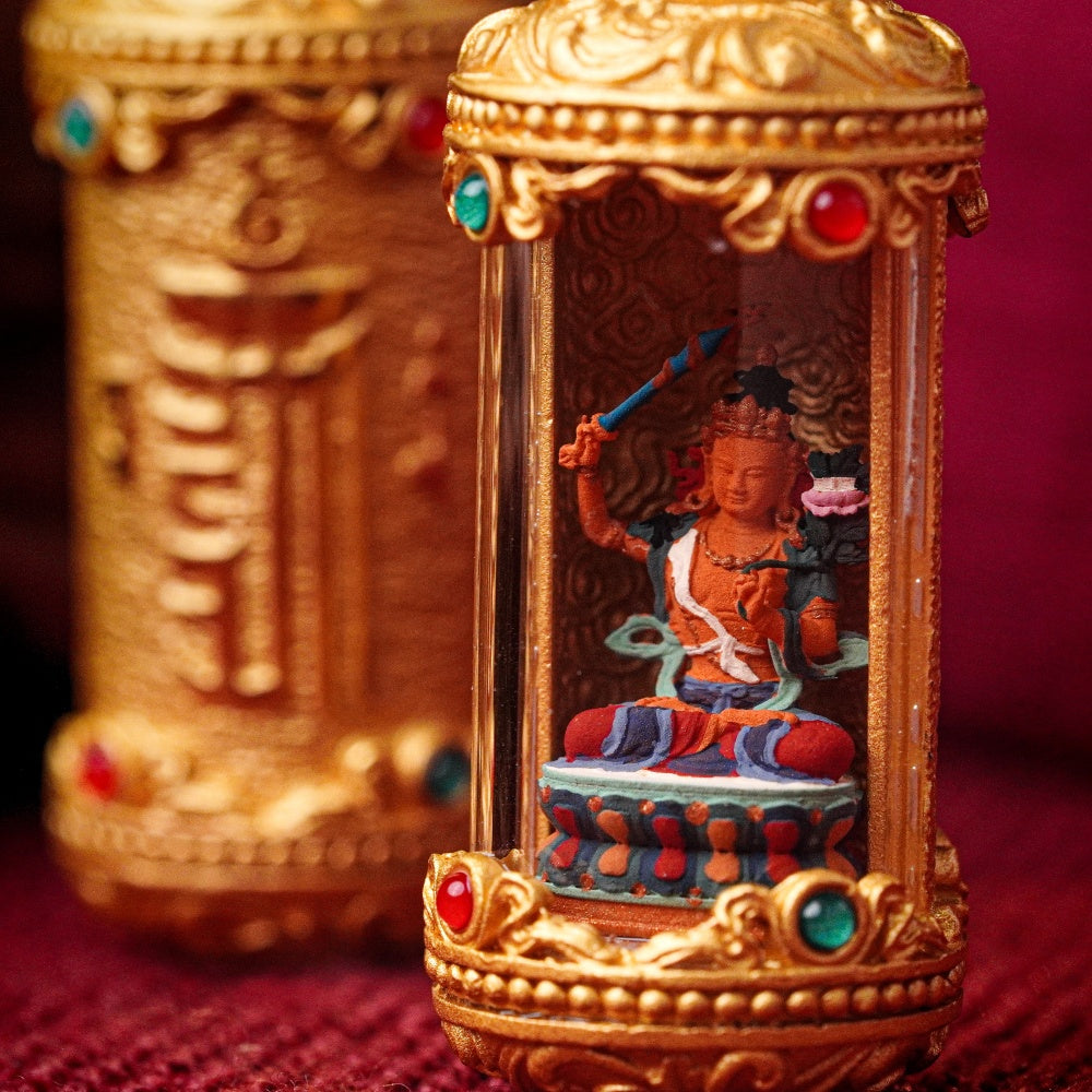 The Lens of Clarity: Manjushri’s Divine Wisdom & Golden Insight Amulet