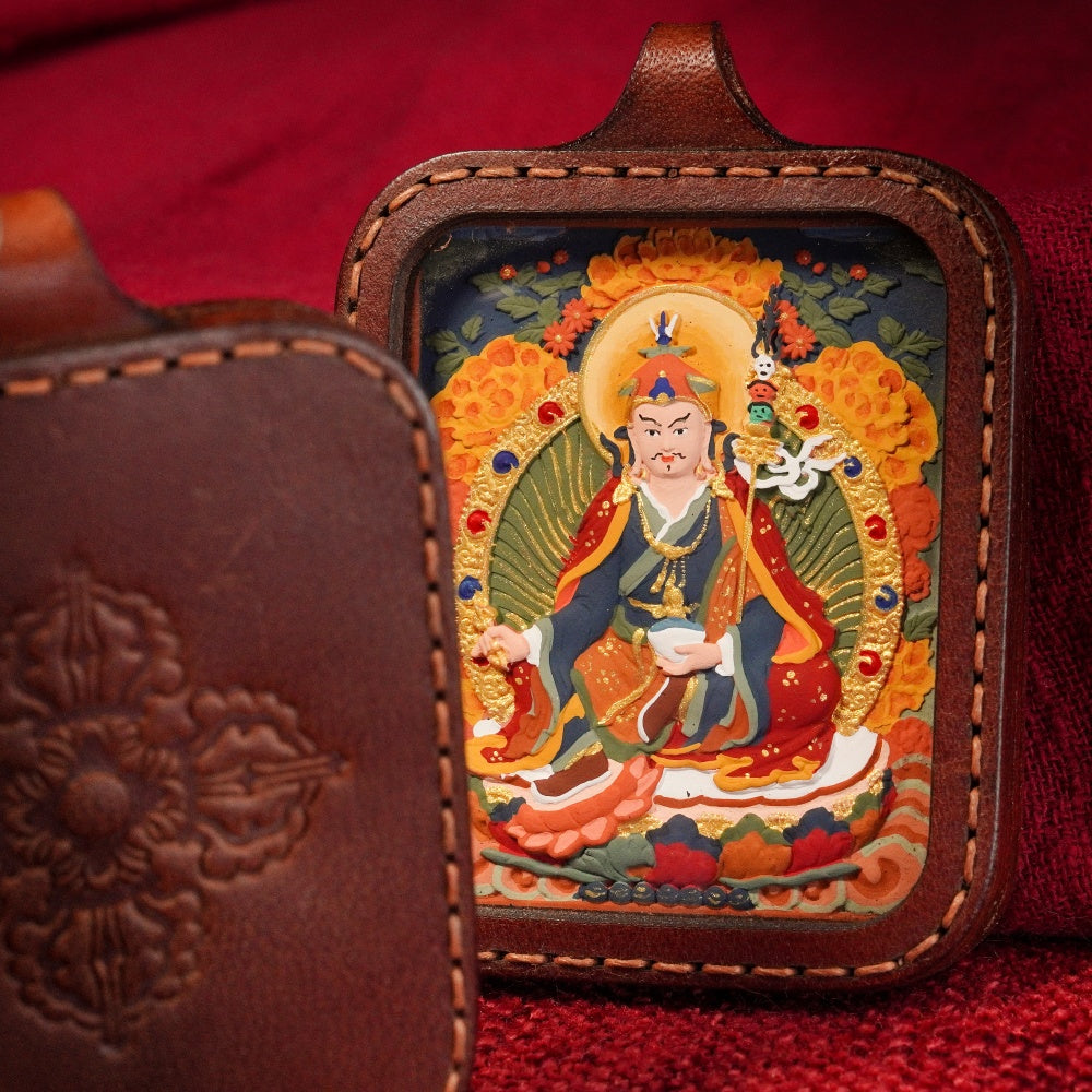 The Guru of Power | Spiritual Sovereignty & Absolute Protection Leather-Wrapped Shield (Padmasambhava)