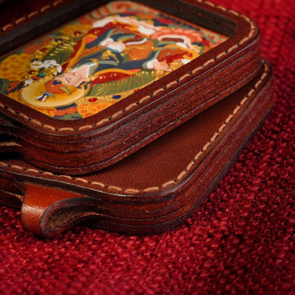 The Guru of Power | Spiritual Sovereignty & Absolute Protection Leather-Wrapped Shield (Padmasambhava)