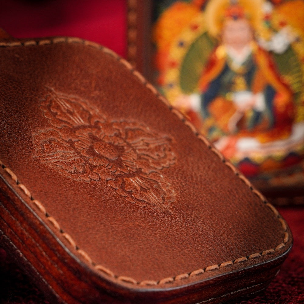 The Guru of Power | Spiritual Sovereignty & Absolute Protection Leather-Wrapped Shield (Padmasambhava)