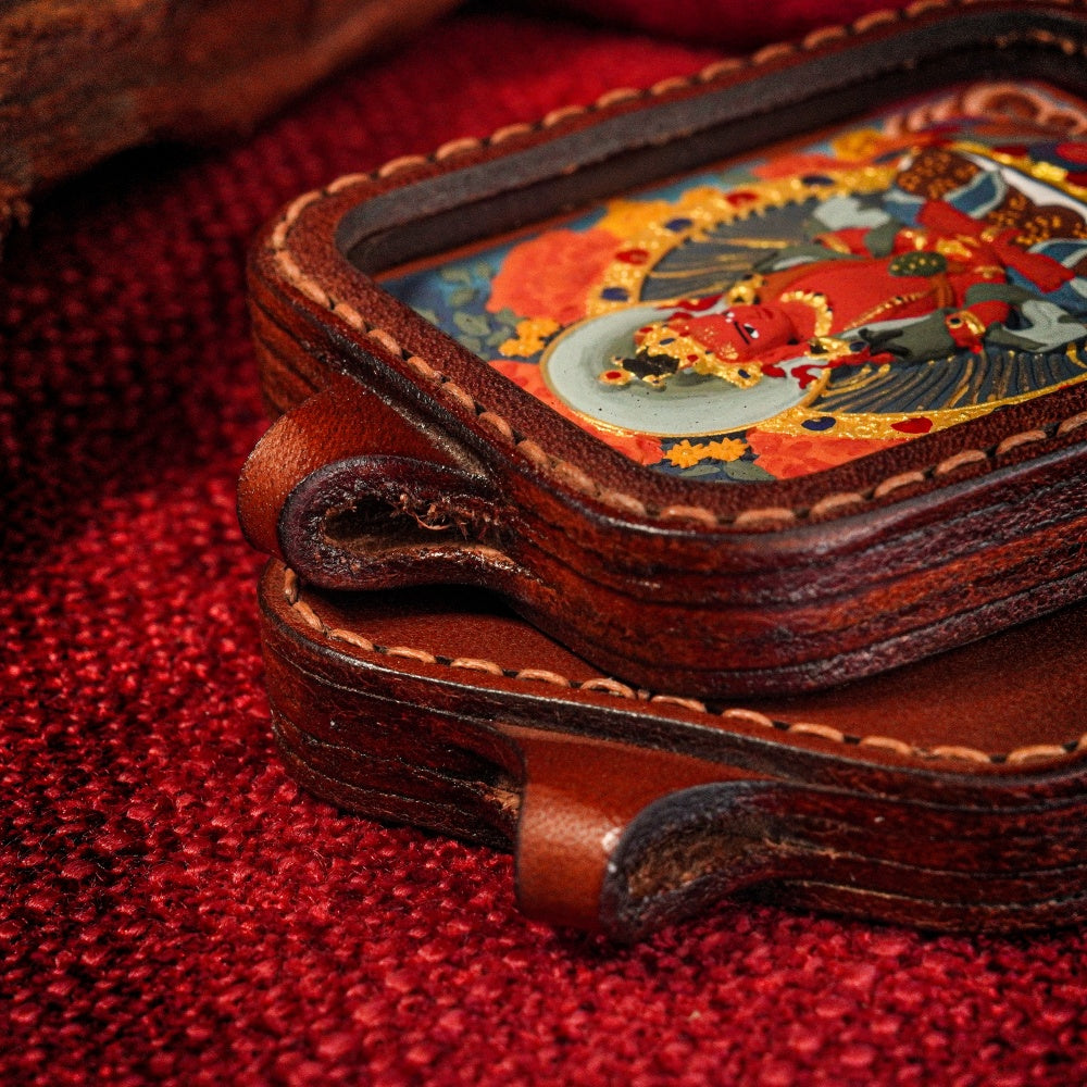 The Eternal Life Source | Longevity & Vitality Restoration Leather-Wrapped Shield (Amitayus)