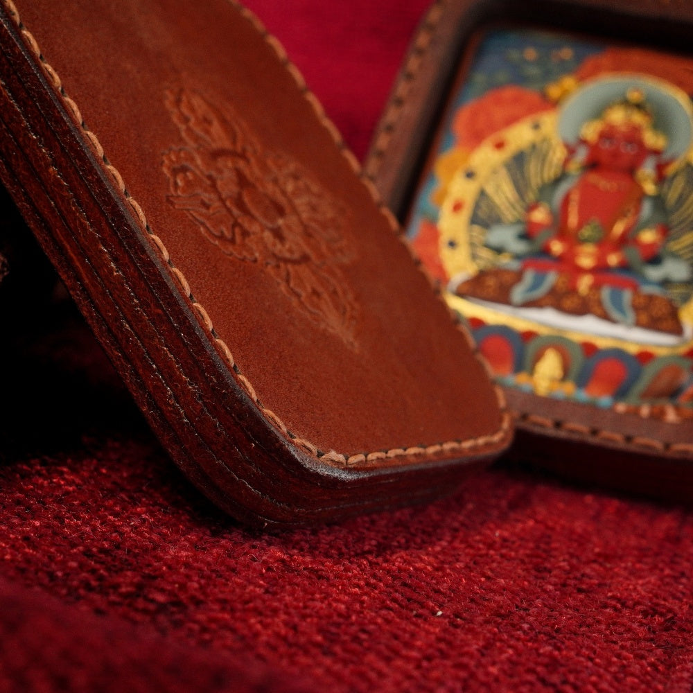 The Eternal Life Source | Longevity & Vitality Restoration Leather-Wrapped Shield (Amitayus)